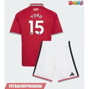 Lacne Dětský Futbalové dres Manchester United Leny Yoro #15 2026-27 Krátky Rukáv - Domáci (+ trenírky)